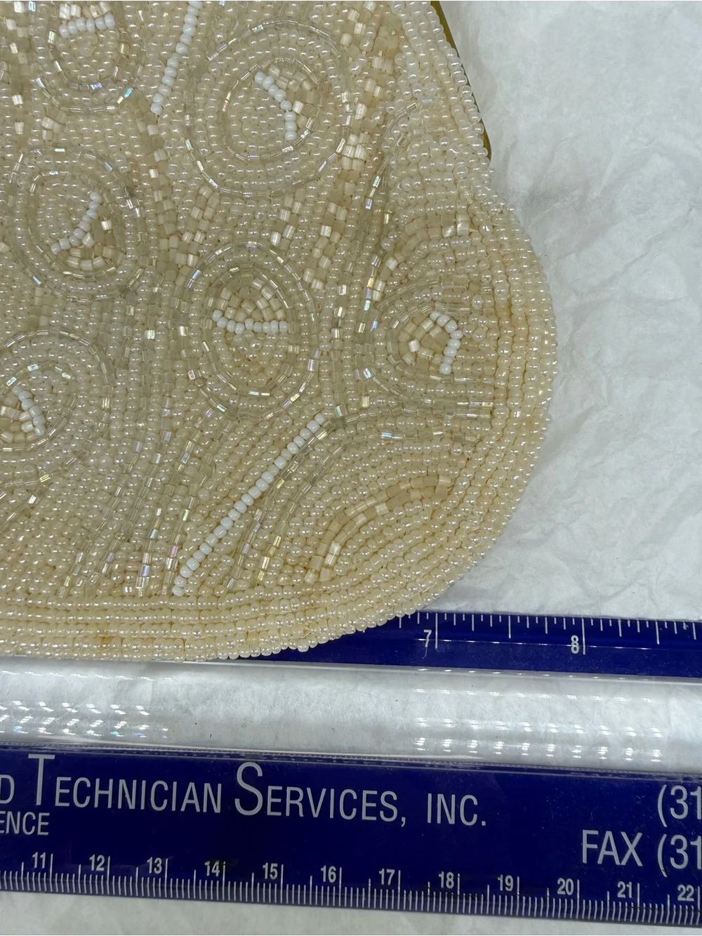 VTG Walborg Ivory Beaded Evening Clutch/Shoulder Bag with Gold Hardware